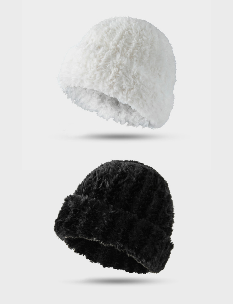고급 밍크 퍼 따뜻 보들 털 비니 겨울 모자(2Color)