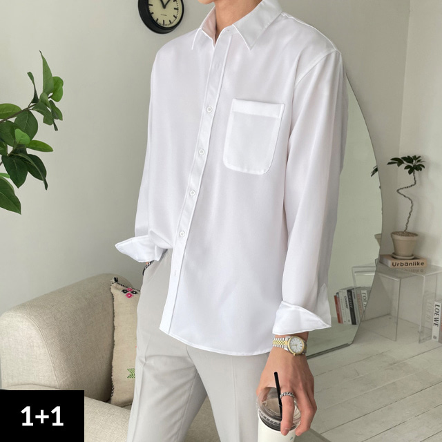 [단독특가]1+1 구김없는 링클프리 베이직 셔츠_(10color) 와이셔츠 스판 세미오버핏 정장 남방