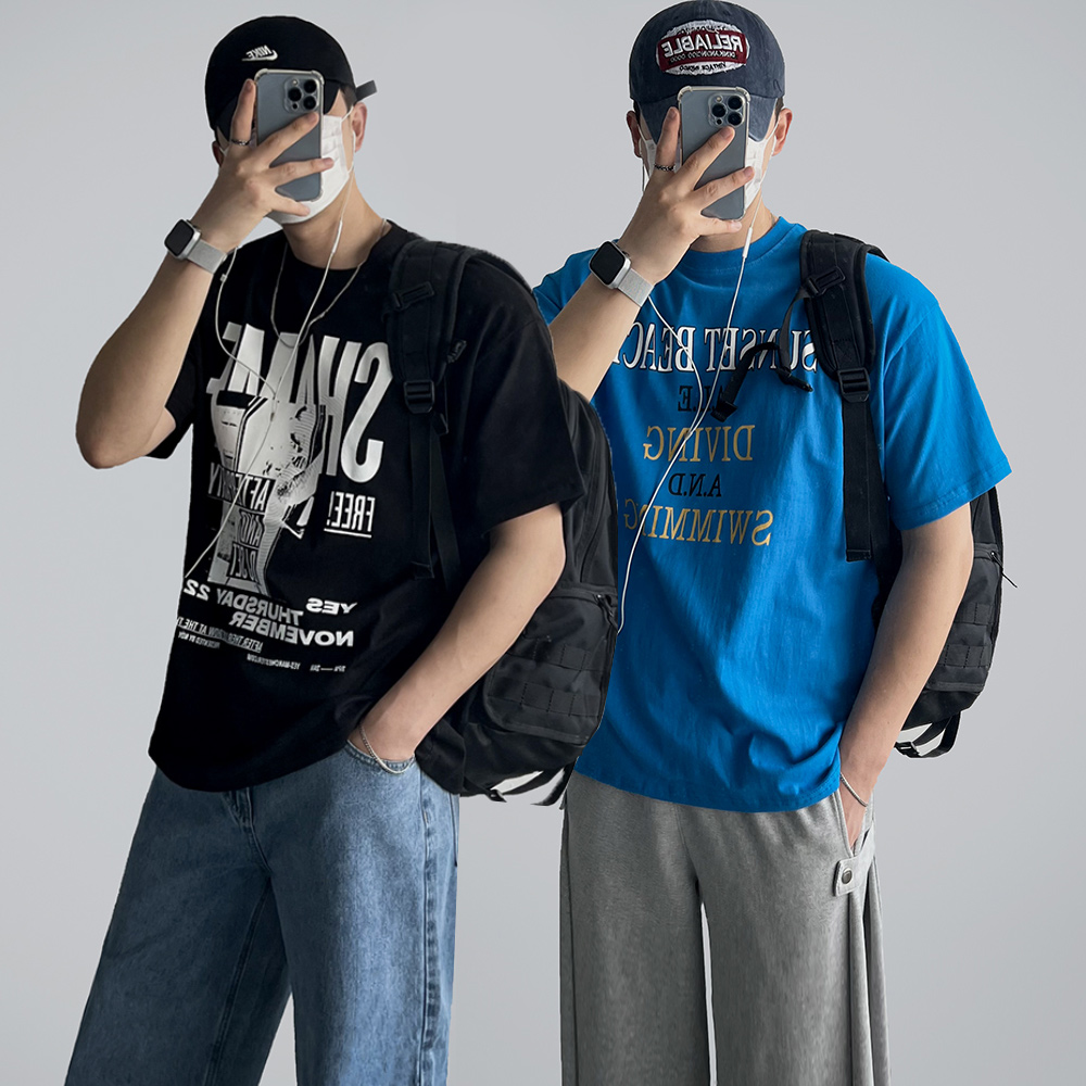 [티셔츠추가증정][2+1] 제트 힙무드 6종 기획 프린팅 오버핏 남녀공용 반소매 티셔츠  Y2K
